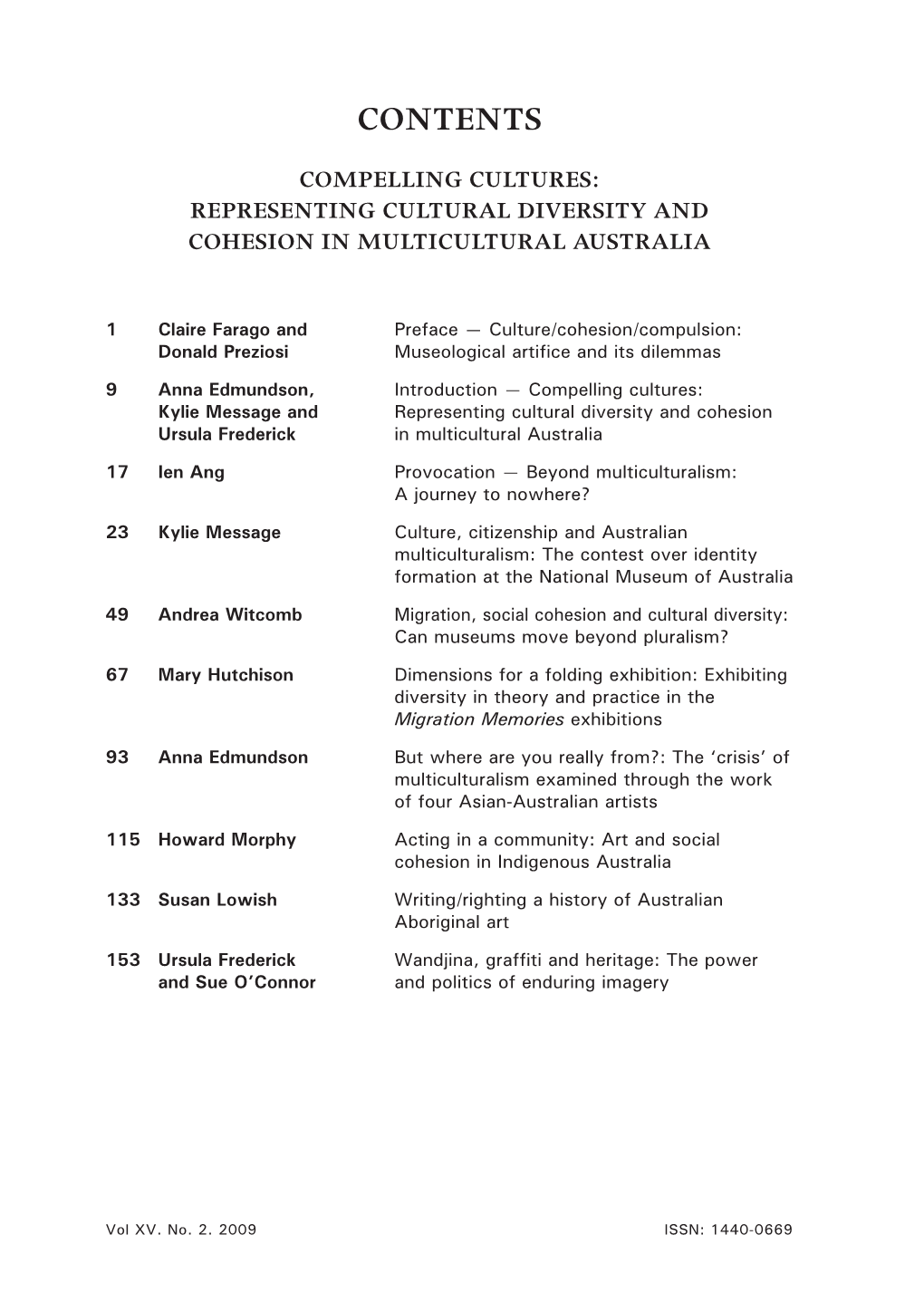 Humanities Research Vol XV. No. 2. 2009