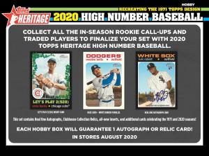 2020 Heritage High Number Baseball Cards Sell Sheet