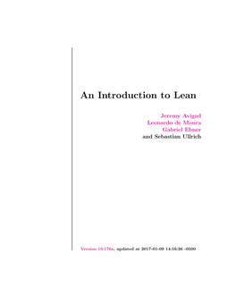 An Introduction to Lean