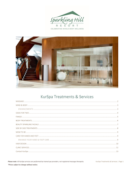 Kurspa Treatments & Services 2020