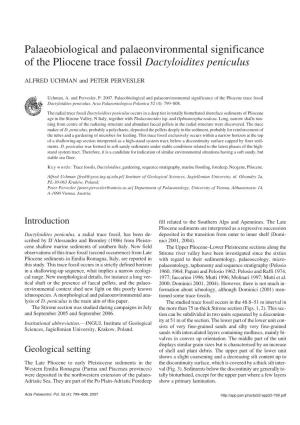 Palaeobiological and Palaeonvironmental Significance of the Pliocene Trace Fossil Dactyloidites Peniculus