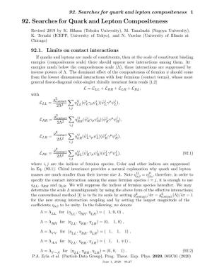 Quark and Lepton Compositeness, Searches