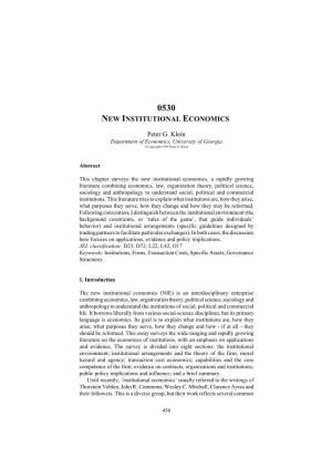 0530 New Institutional Economics