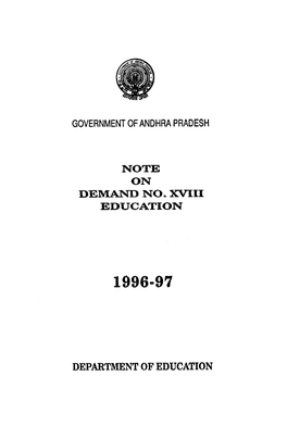 Government of Andhra Pradesh Note on Demand No. Xviii Education Department of Education