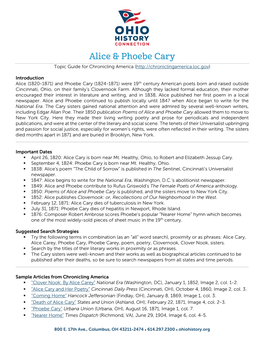 Phoebe Cary Topic Guide for Chronicling America (