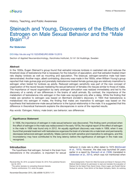 Steinach and Young, Discoverers of the Effects of Estrogen on Male Sexual Behavior and the “Male Brain”1,2