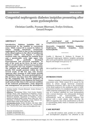 Congenital Nephrogenic Diabetes Insipidus Presenting After Acute Pyelonephritis
