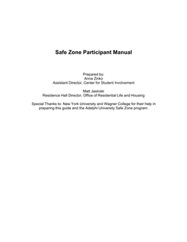 Safe Zone Participant Manual