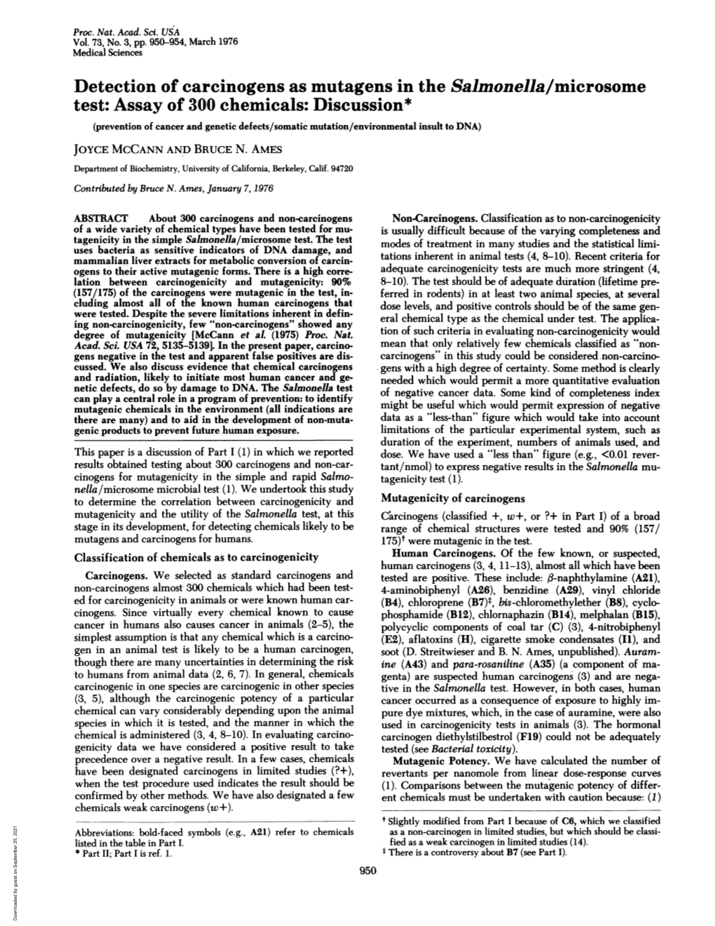 Detection of Carcinogens As Mutagens in the Salmonella/Microsome Test