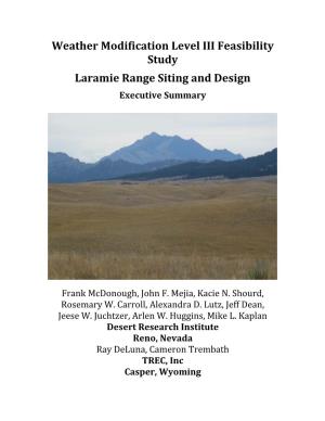 Weather Modification Level III Feasibility Study Laramie Range Siting and Design Executive Summary