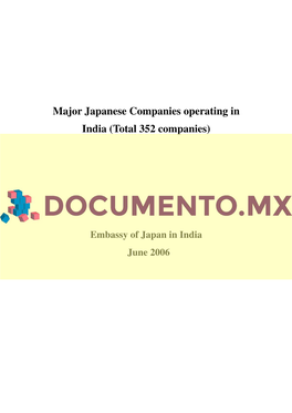 Major Japanese Companies Operating in India (Total 352 Companies)