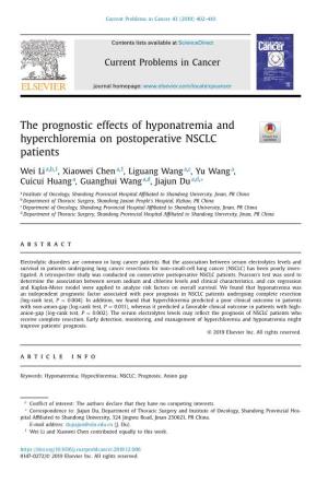The Prognostic Effects of Hyponatremia and Hyperchloremia on Postoperative NSCLC Patients