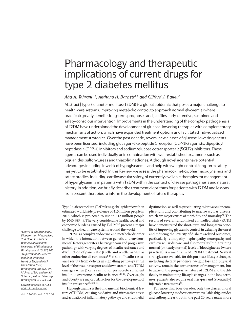 Implications Current Drugs for Type 2 Diabetes Mellitus