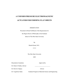 A Uniform Pressure Electromagnetic Actuator for Forming Flat Sheets