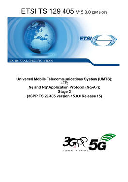 UMTS); LTE; Nq and Nq' Application Protocol (Nq-AP); Stage 3 (3GPP TS 29.405 Version 15.0.0 Release 15