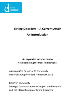 Eating Disorders – a Current Affair an Introduction