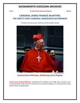 Vol 2, No 50 Cardinal James Mcintyre Retires