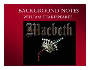 Background Notes William Shakespeare’S the English Renaissance