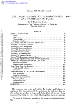Cell Wall Chemistry, Morphogenesis, and Taxonomy of Fungi