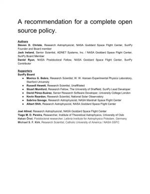 A Recommendation for a Complete Open Source Policy
