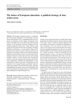 The Future of European Education: a Political Strategy & Four Action Areas
