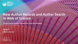 Author Records and Author Search in Web of Science