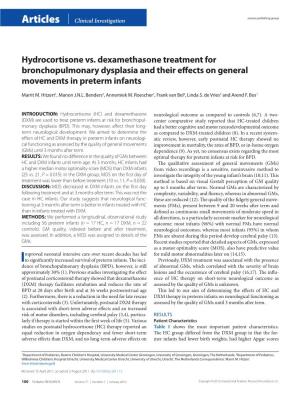 Hydrocortisone Vs. Dexamethasone Treatment for Bronchopulmonary Dysplasia and Their Effects on General Movements in Preterm Infants