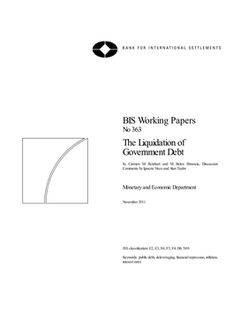 BIS Working Papers the Liquidation of Government Debt