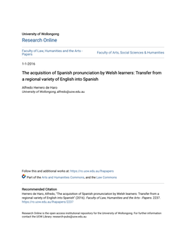 The Acquisition of Spanish Pronunciation by Welsh Learners: Transfer from a Regional Variety of English Into Spanish