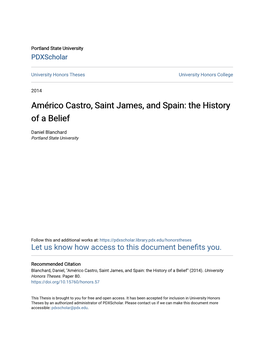 Américo Castro, Saint James, and Spain: the History of a Belief