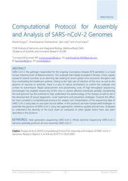 Computational Protocol for Assembly and Analysis of SARS-Ncov-2 Genomes