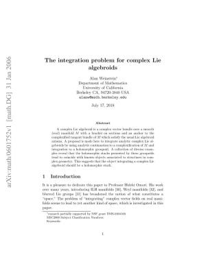 The Integration Problem for Complex Lie Algebroids