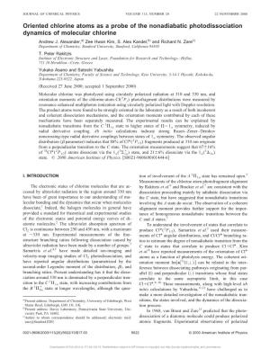 Oriented Chlorine Atoms As a Probe of the Nonadiabatic Photodissociation Dynamics of Molecular Chlorine Andrew J