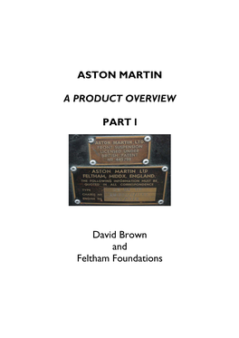 ASTON MARTIN a PRODUCT OVERVIEW PART L David Brown