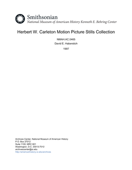 Herbert W. Carleton Motion Picture Stills Collection