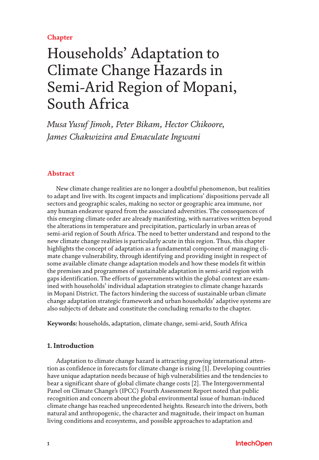 Households' Adaptation to Climate Change Hazards in Semi-Arid