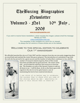 Theboxing Biographies Newsletter Volume3 - No1 10Th July , 2008