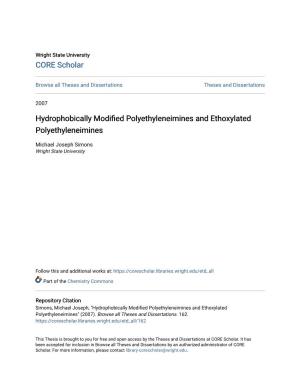 Hydrophobically Modified Polyethyleneimines And