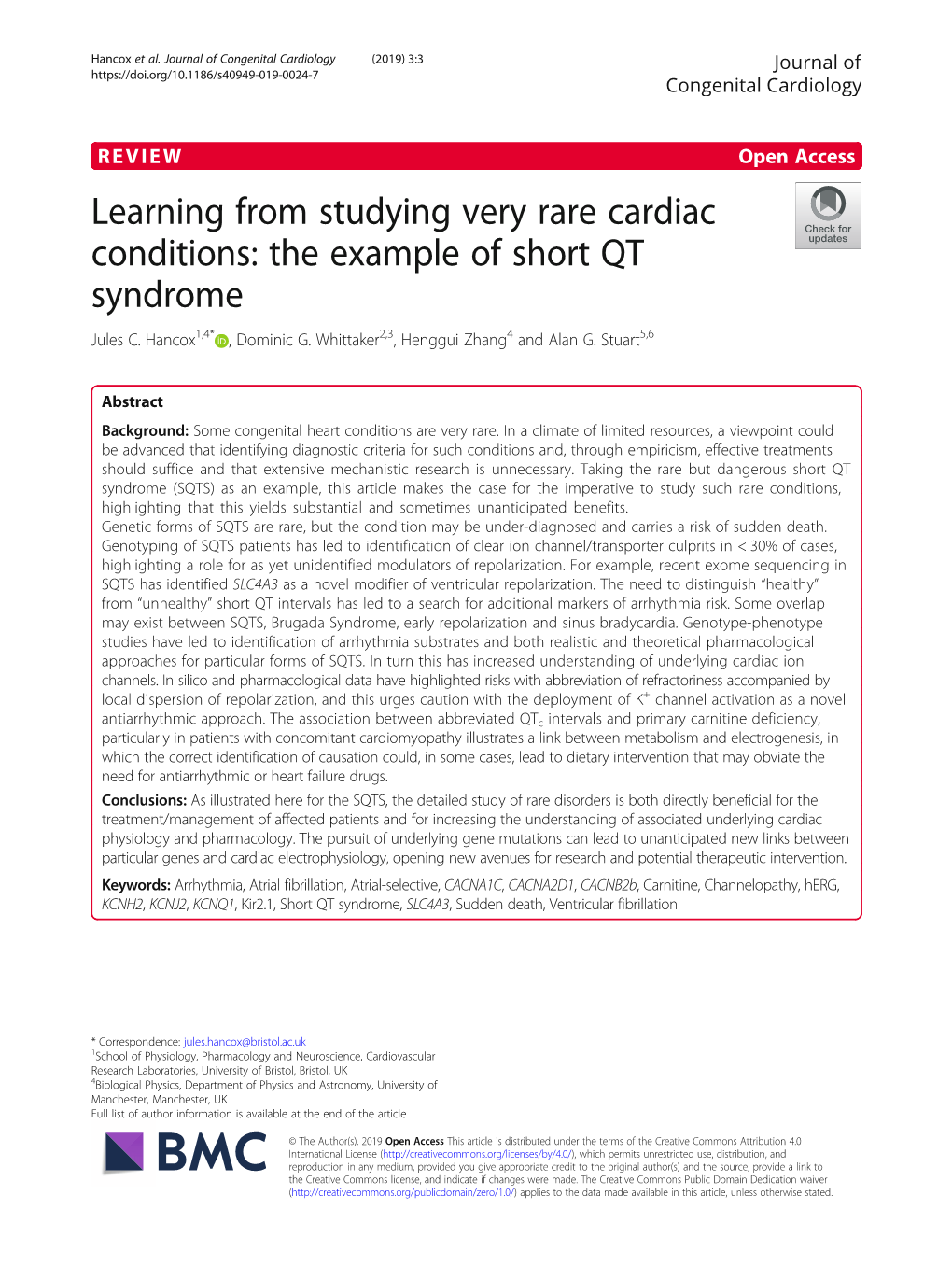 The Example of Short QT Syndrome Jules C