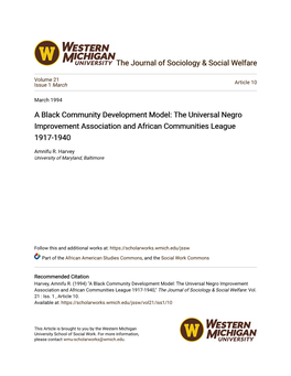 The Universal Negro Improvement Association and African Communities League 1917-1940