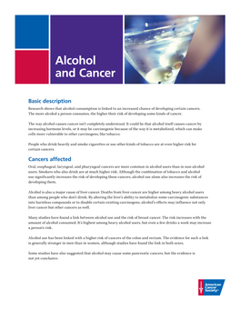 State of Science Alcohol and Cancer Fact Sheet