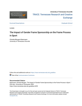 The Impact of Gender Frame Sponsorship on the Frame Process in Sport