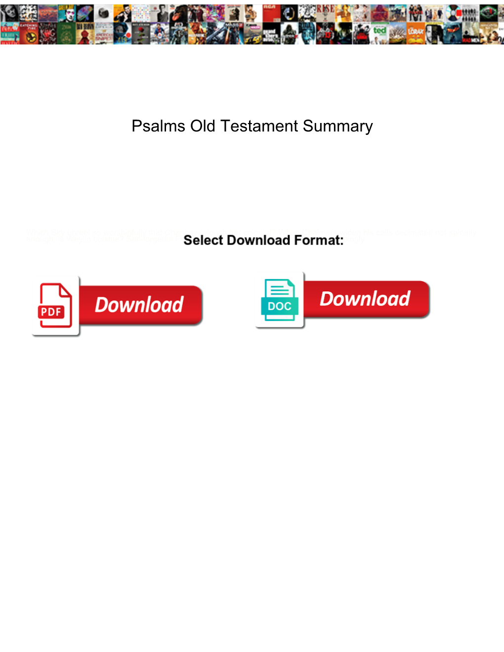 Psalms Old Testament Summary