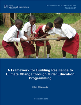A Framework for Building Resilience to Climate Change Through Girls’ Education Programming