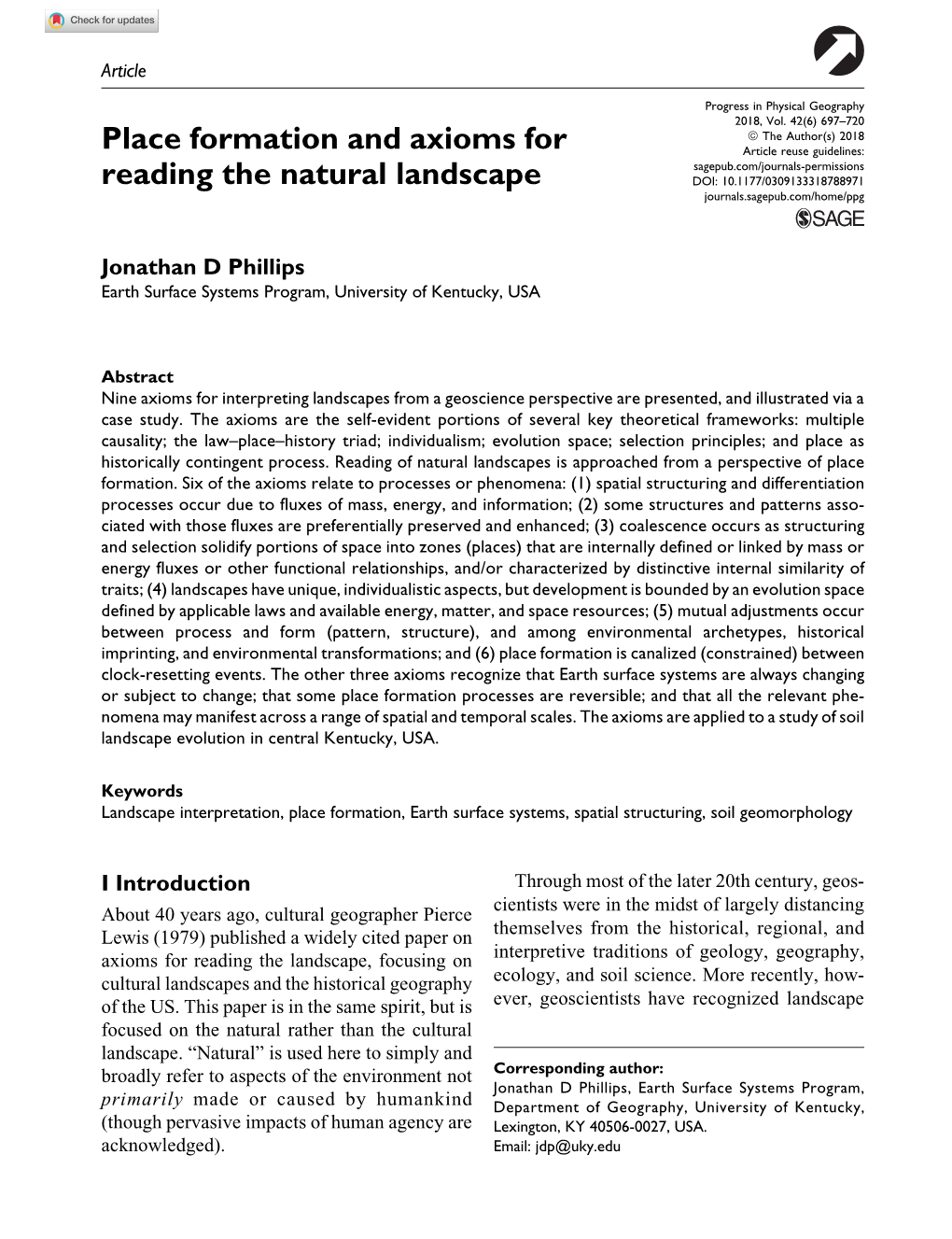 Place Formation and Axioms for Reading the Natural Landscape