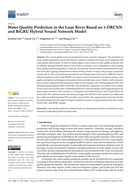 Water Quality Prediction in the Luan River Based on 1-DRCNN and Bigru Hybrid Neural Network Model