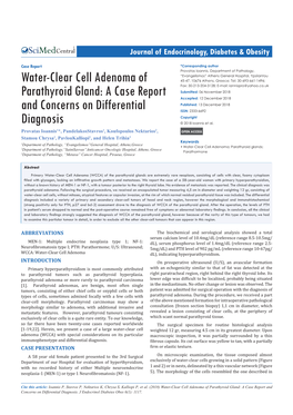 Water-Clear Cell Adenoma of Parathyroid Gland: a Case Report and Concerns on Differential Diagnosis