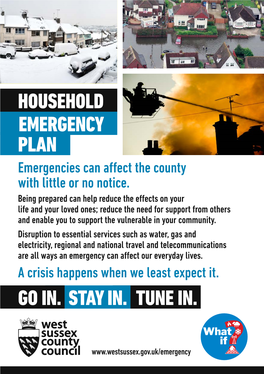 HOUSEHOLD EMERGENCY PLAN Emergencies Can Affect the County with Little Or No Notice