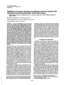 Inhibition of Hepatic Cholesterol Synthesis