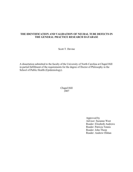 The Identification and Validation of Neural Tube Defects in the General Practice Research Database